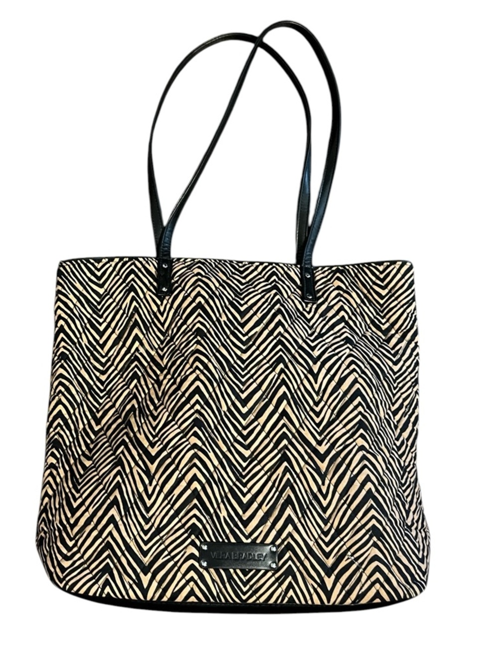 Vera Bradley Everyday Tote Black and Cream Zebra-Print with Floral Interior
